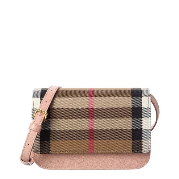 Burberry Handbags - Burberry Check Cotton & Leather Shoulder Bag, Pink